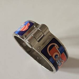 Hermes Blue Orange Enamel Clasp Bracelet